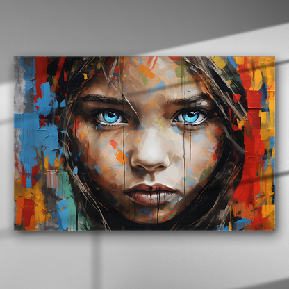 Βαθιά Μπλε Μάτια σε Αφηρημένο - Πίνακας σε Καμβά