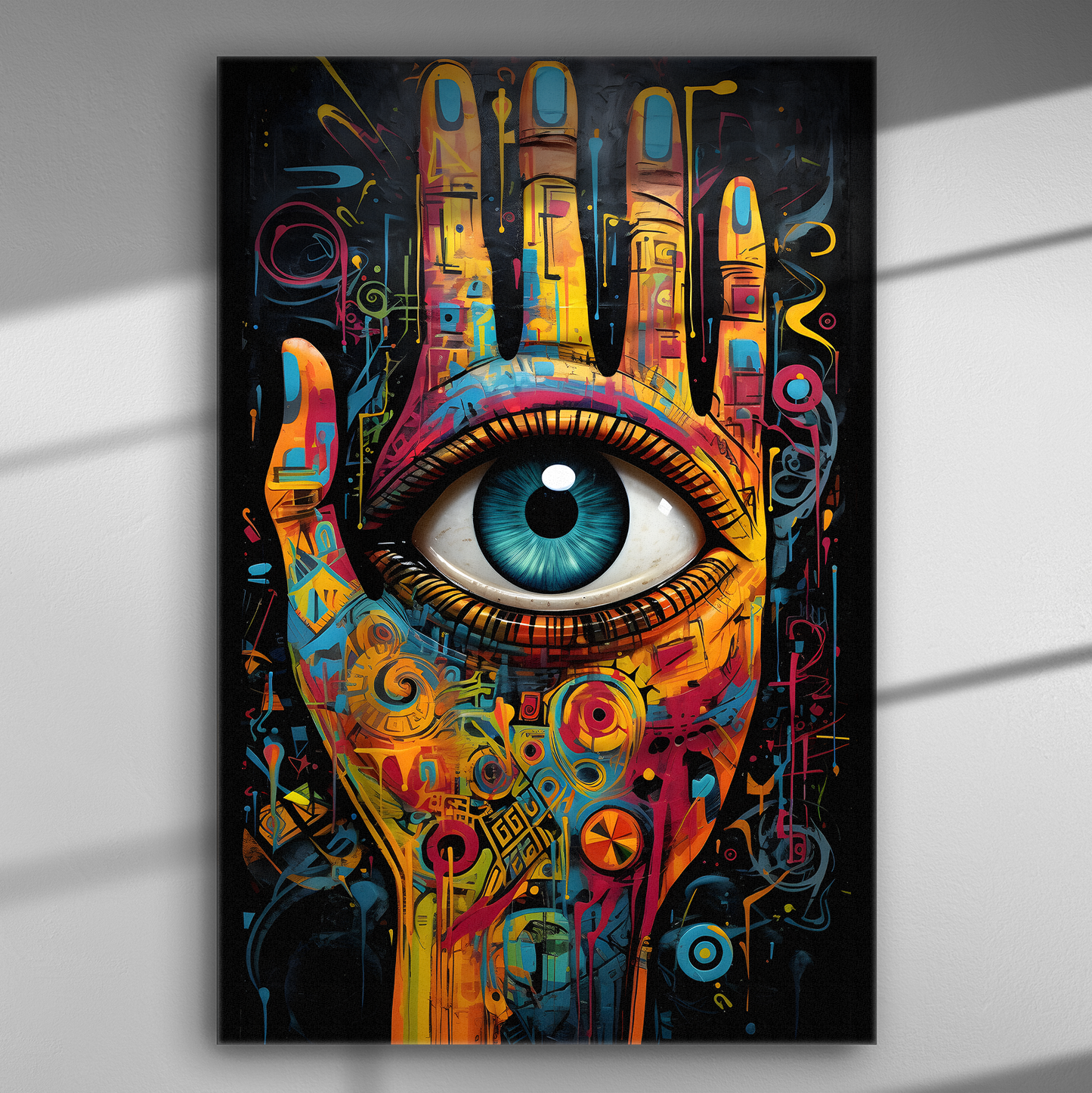 Πολύχρωμο Σύμπαν στην Παλάμη - Πίνακας σε Καμβά