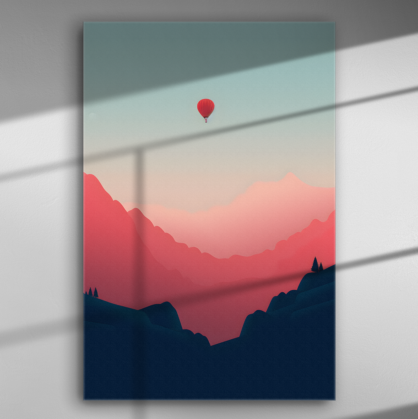 Το Αερόστατο των Ροζ Βουνών - Πίνακας σε Καμβά