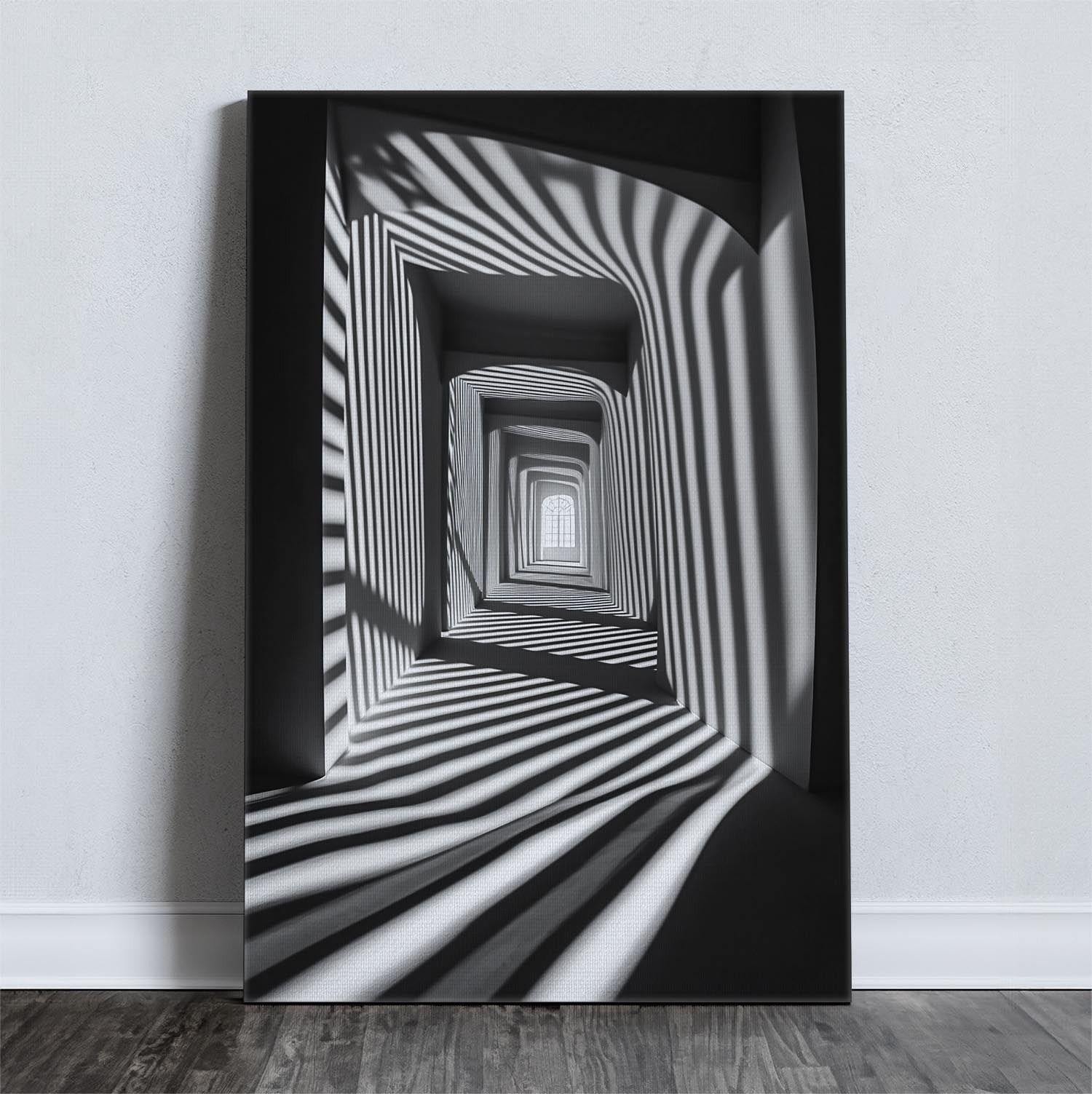 Καμβάς με αφηρημένη αποτύπωση σκιάς και φωτός, διαθέσιμος σε τρεις διαστάσεις.