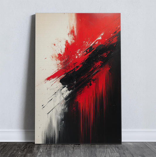 Αφηρημένος καμβάς με κόκκινο και μαύρο σχέδιο, τρεις διαθέσιμες διαστάσεις.