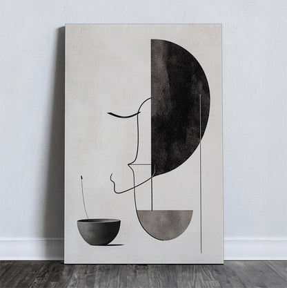 Αφηρημένη εικονική αναπαράσταση σε ασπρόμαυρο καμβά με μοντέρνα minimal αισθητική.