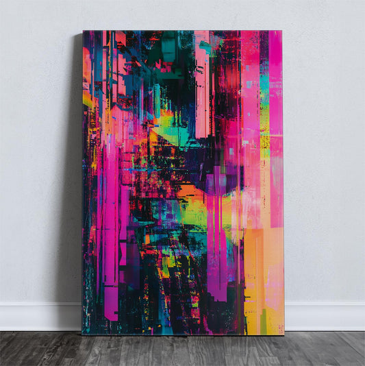 Αφηρημένος καμβάς με έντονα χρώματα σε ζωντανές αποχρώσεις, καλλιτεχνική σύνθεση.