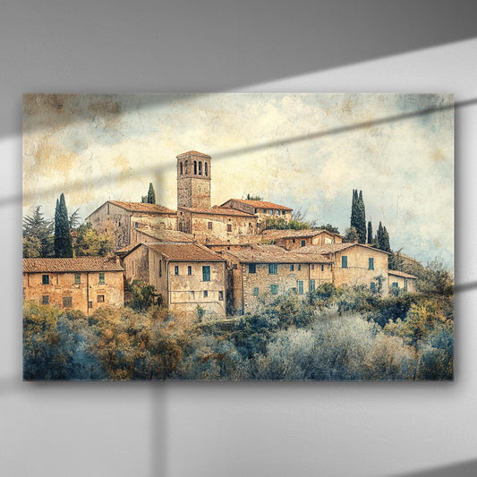 Tuscany village landscape on a canvas print