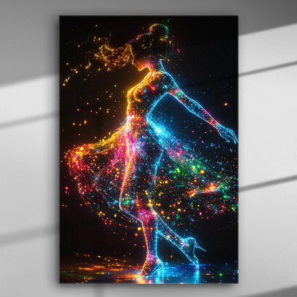 Colorful light dancer captured in a vibrant moment on canvas print.