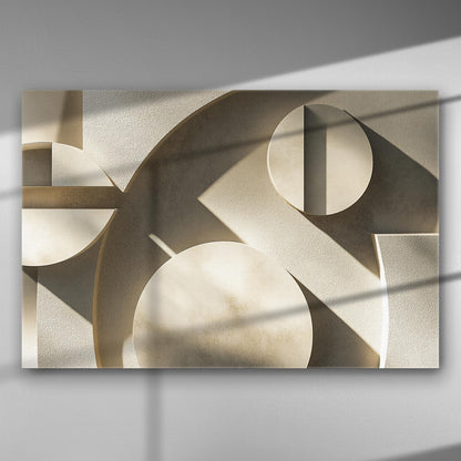 Abstract art canvas with geometric shapes and shadow effects.
