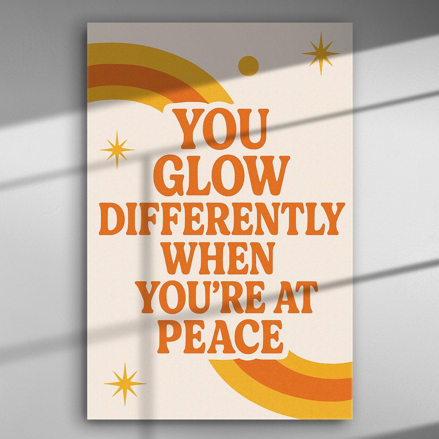Motivational quote art print with warm colors and stars.