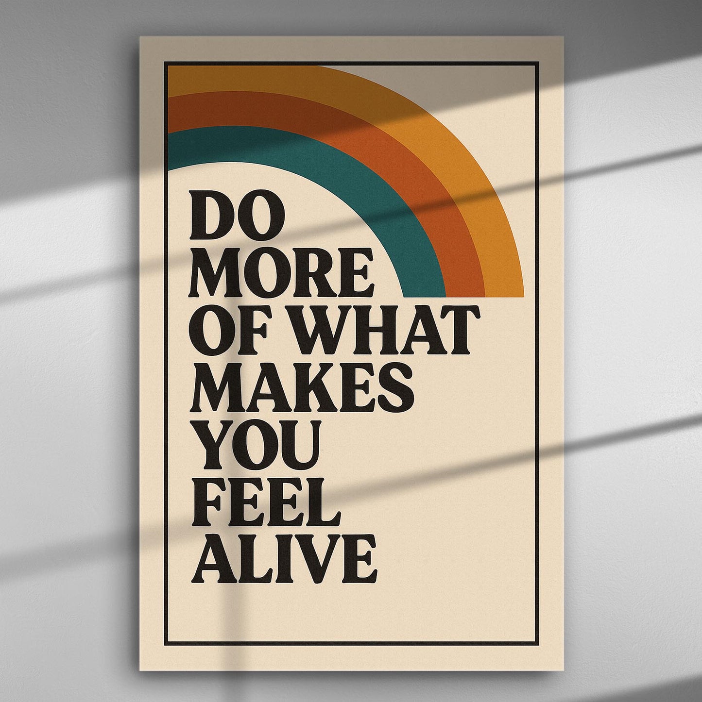 Retro style canvas with a motivational quote and vibrant colors.