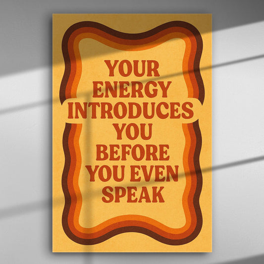Retro style canvas with motivational quote in orange and brown colors.