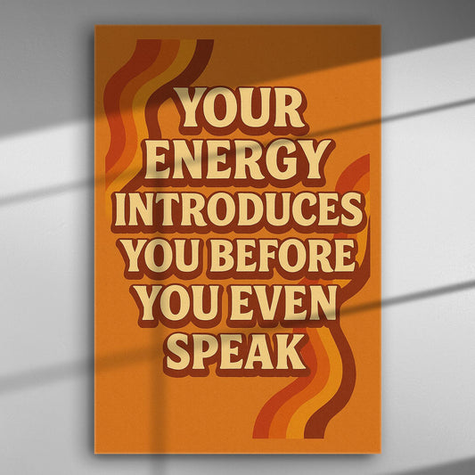 Retro style canvas print with bold orange background and motivational quote.