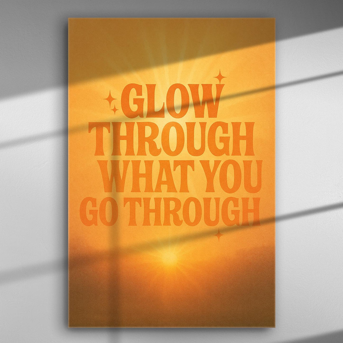Canvas with the phrase 'Glow through what you go through' in orange text on a warm gradient background.