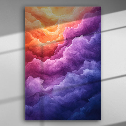 Colorful abstract clouds in orange, purple, and blue canvas print
