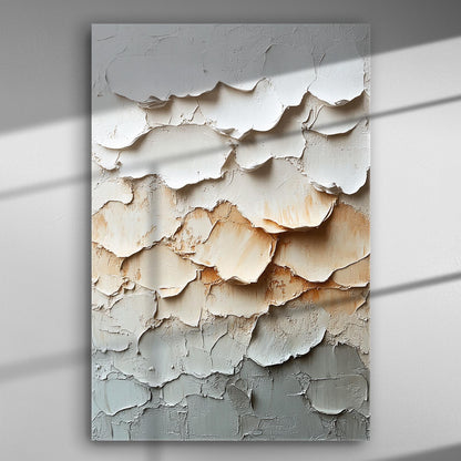 Abstract canvas print with textured layers in neutral tones.