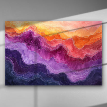 Canvas print showing a vibrant abstract landscape with shades of yellow, orange, pink, and purple.