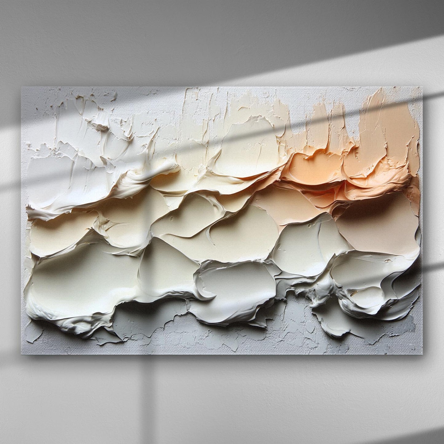 Abstract landscape with textures and earthy tones on a canvas print.