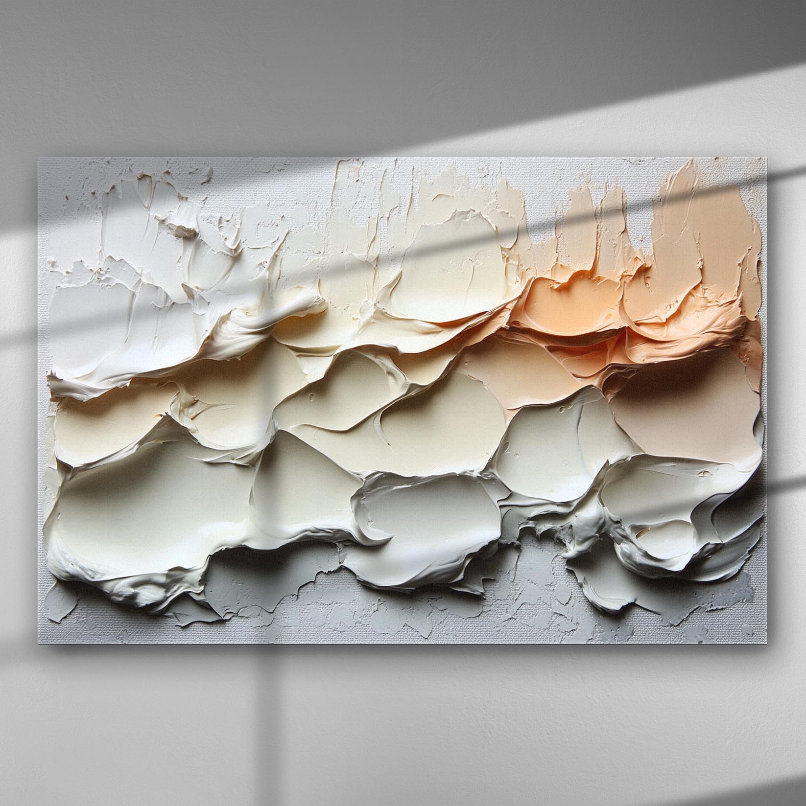 Abstract landscape with textures and earthy tones on a canvas print.