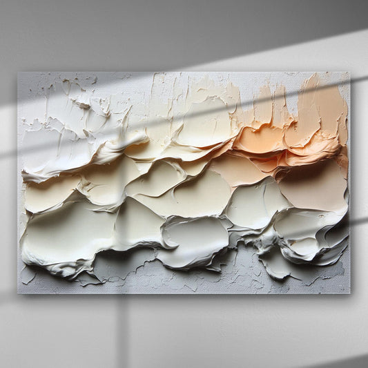 Abstract landscape with textures and earthy tones on a canvas print.