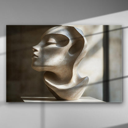 Elegant marble sculpture canvas print with serene light and shadows for modern decor.