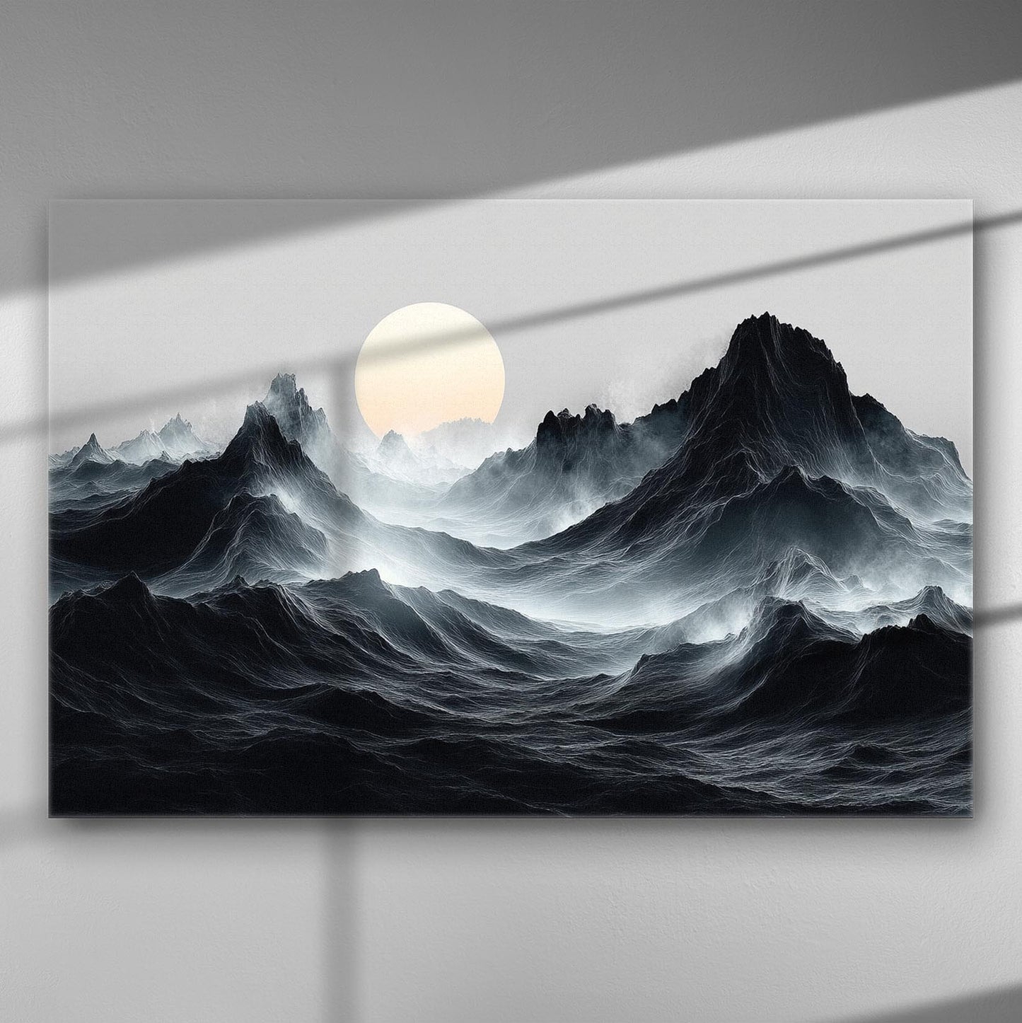 Mysterious sea waves under moonlight; perfect for modern interior decor.