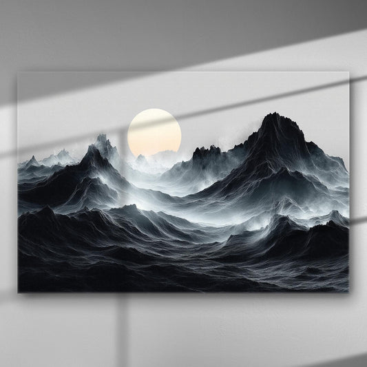 Mysterious sea waves under moonlight; perfect for modern interior decor.