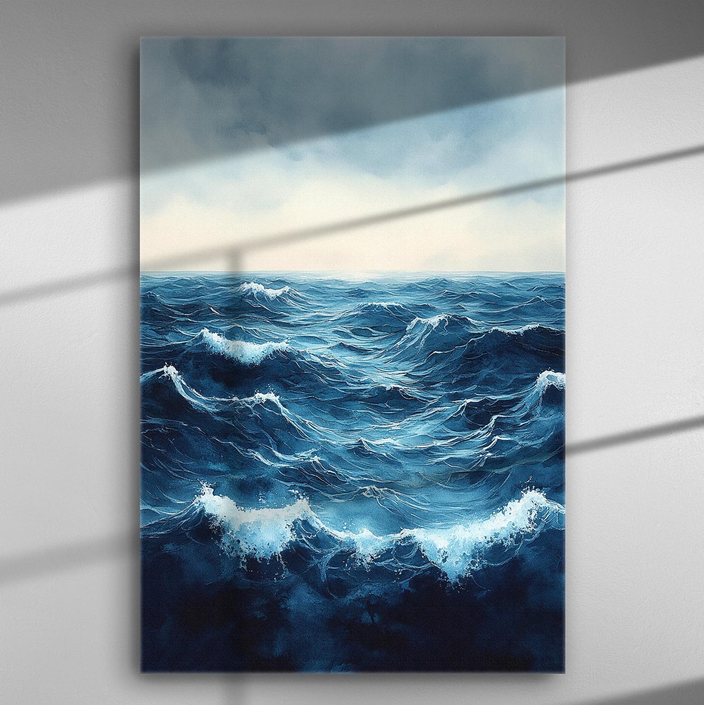Canvas print of a serene ocean with gentle waves.