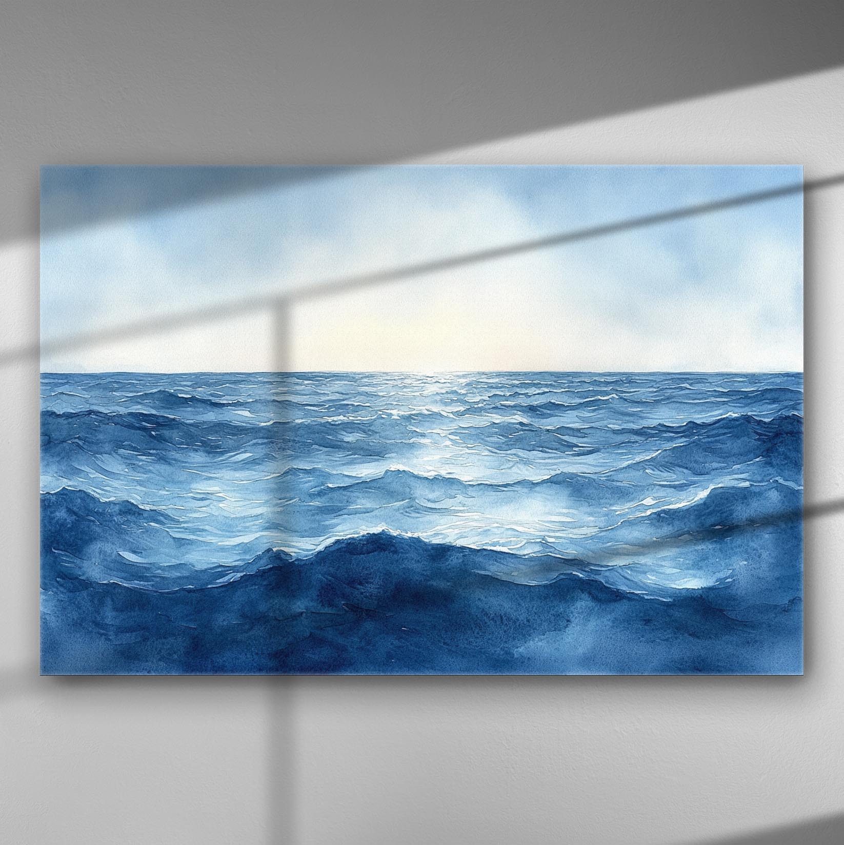 Canvas print of a calm ocean scene with gentle waves and a serene horizon.