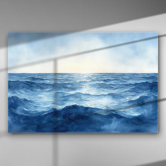 Canvas print of a calm ocean scene with gentle waves and a serene horizon.