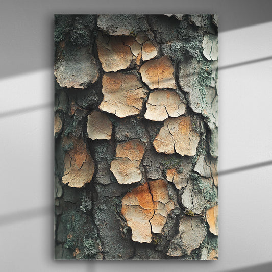 Close-up texture of tree bark showing detailed natural patterns.