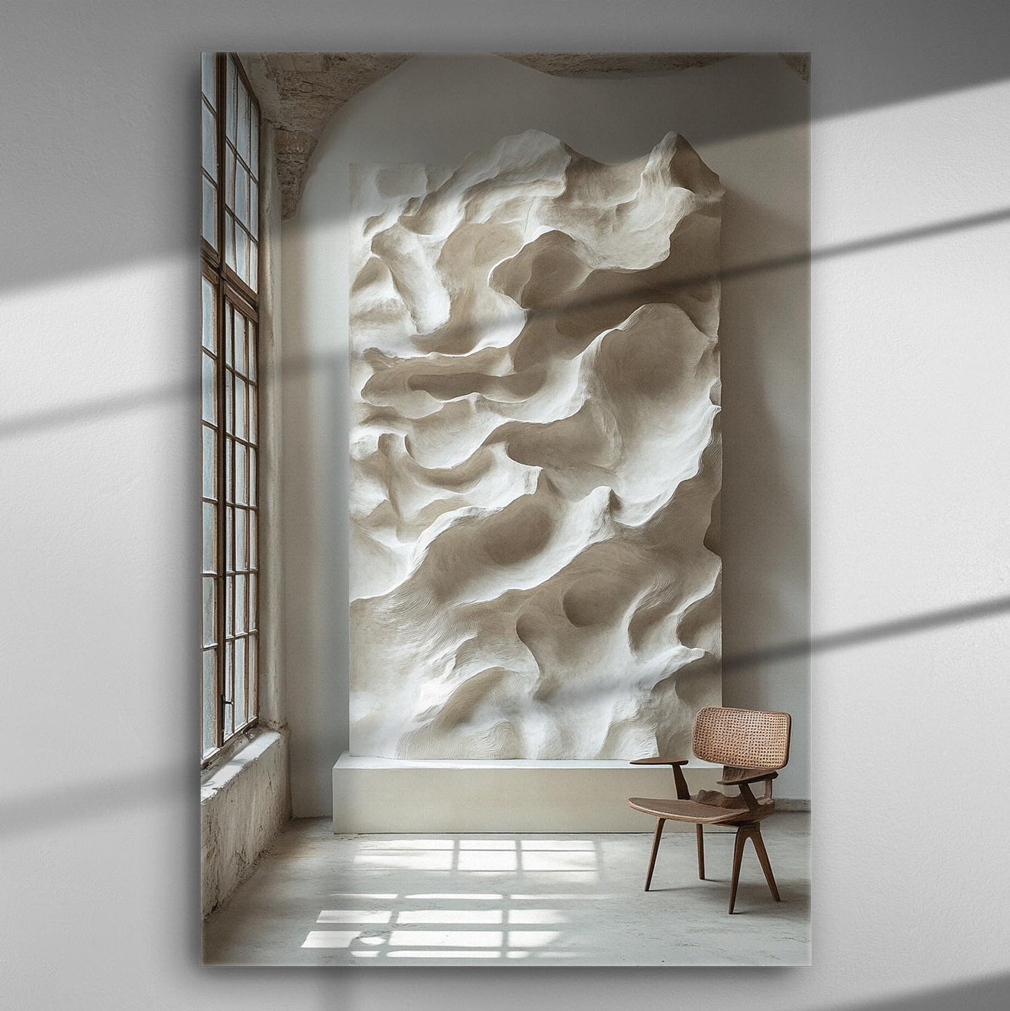 Abstract wall sculpture canvas art in a modern room