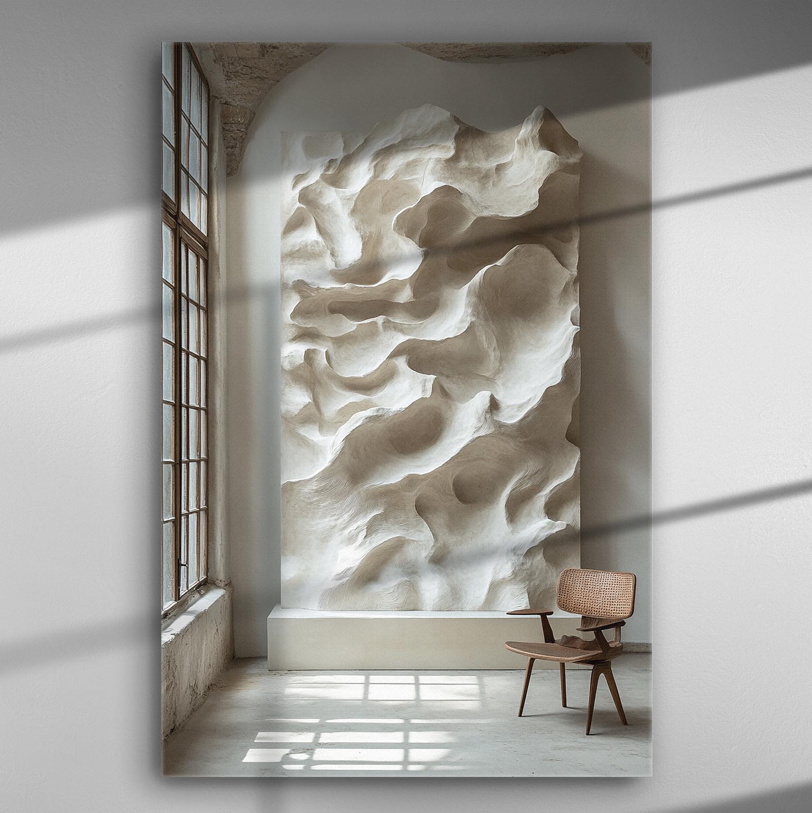 Abstract wall sculpture canvas art in a modern room