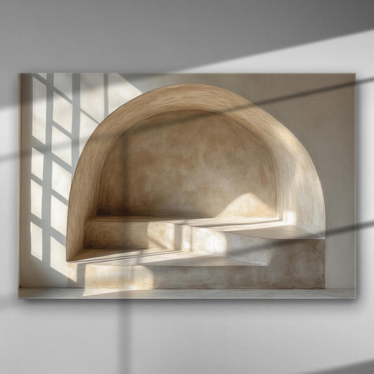 Canvas print with geometric light and shadow interplay, minimalistic design.