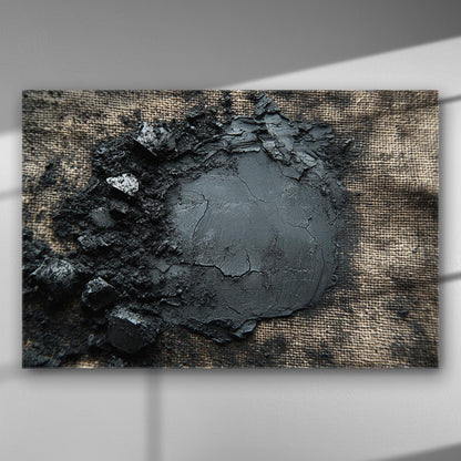Close-up of charcoal texture artwork on canvas.