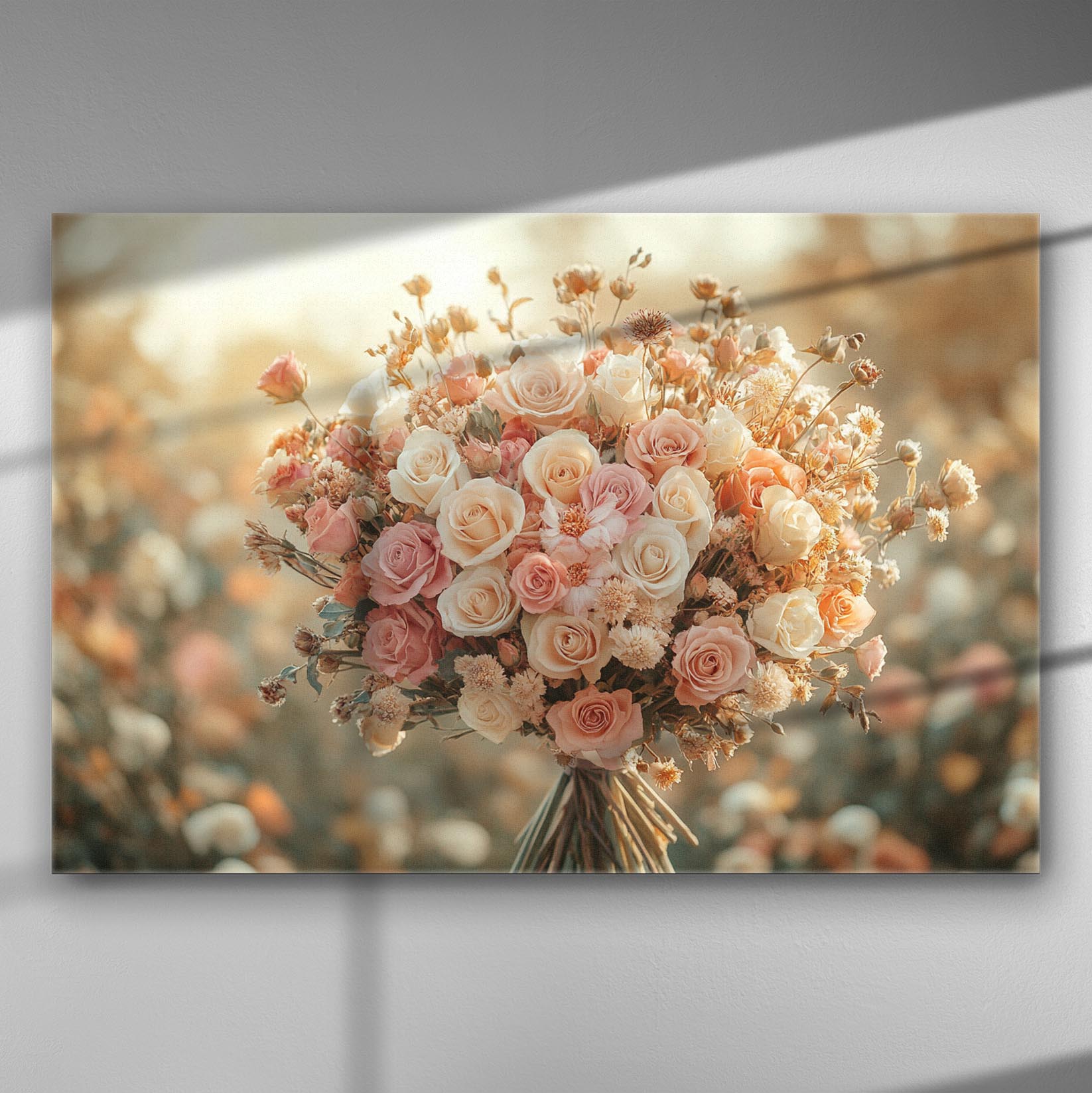 Bouquet of roses in soft romantic light canvas print for decoration