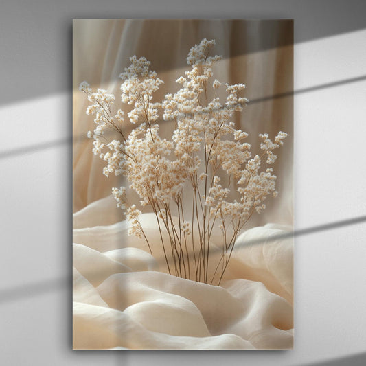 Canvas print of ethereal flowers on a velvety background for serene interior decor.