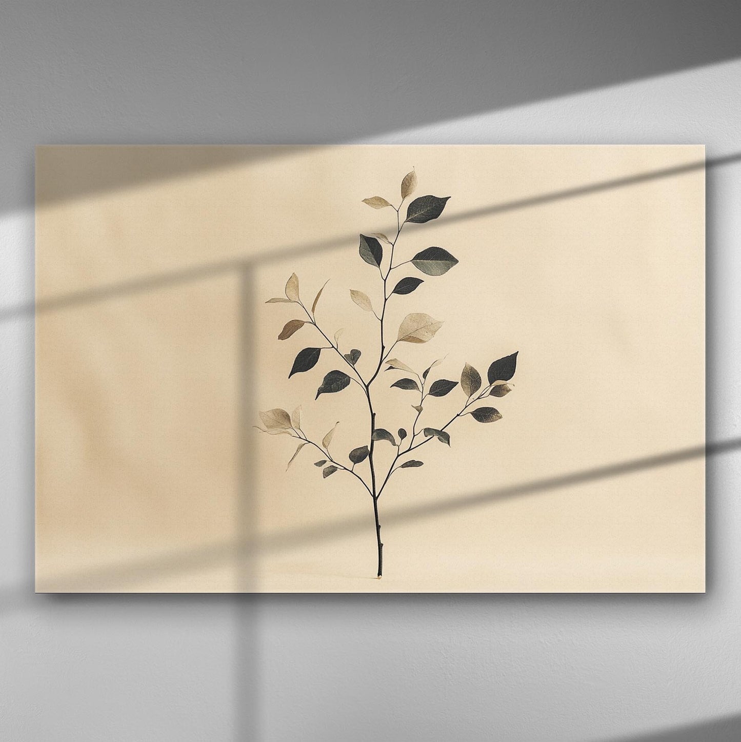 Canvas print of minimalistic leaves on a neutral background