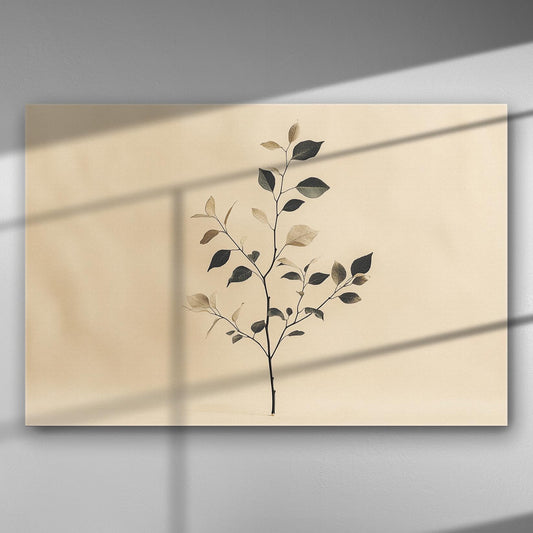 Canvas print of minimalistic leaves on a neutral background