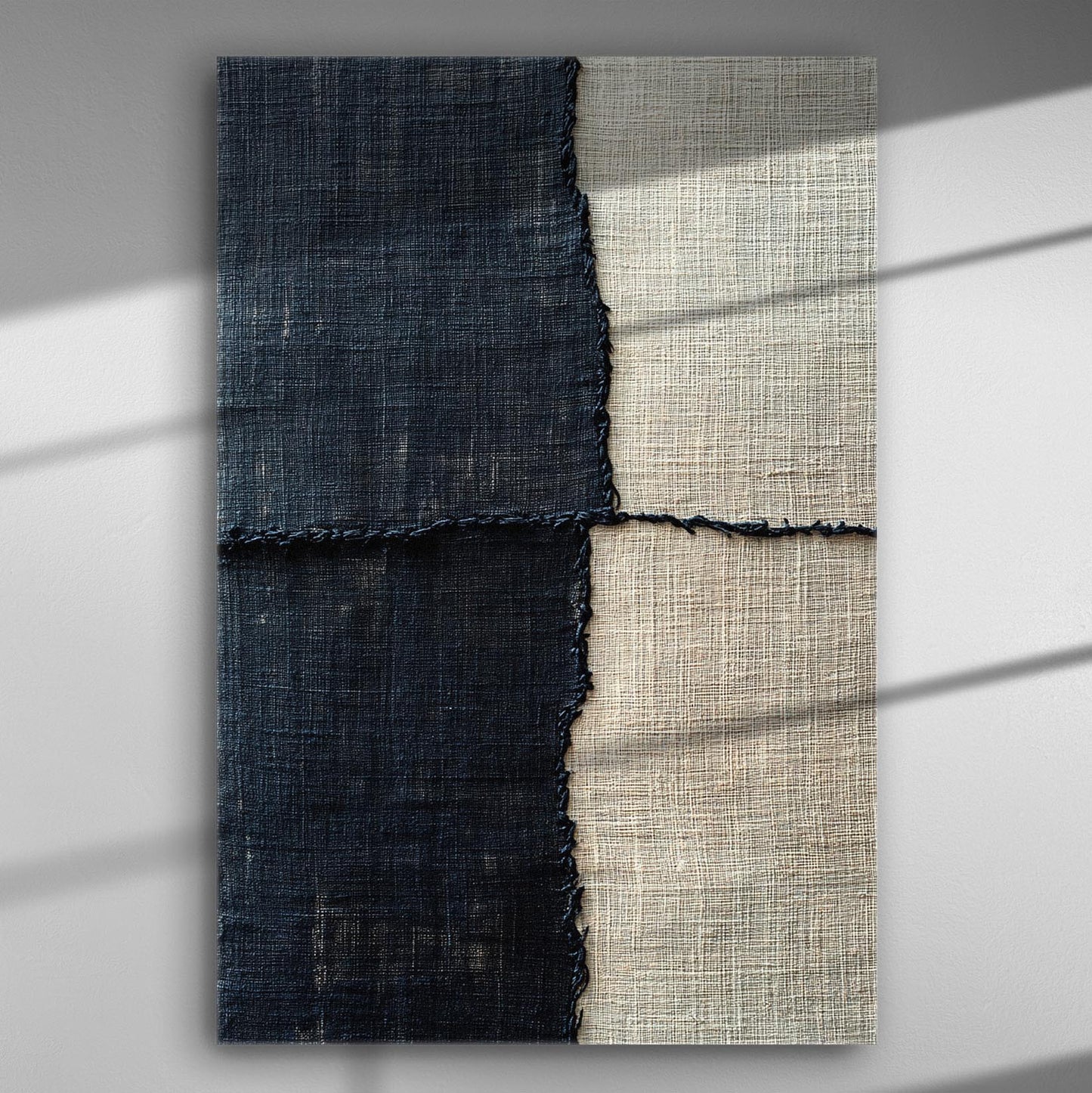 Canvas print featuring a geometric abstract design with dark and light contrasting colors.