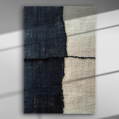 Canvas print featuring a geometric abstract design with dark and light contrasting colors.