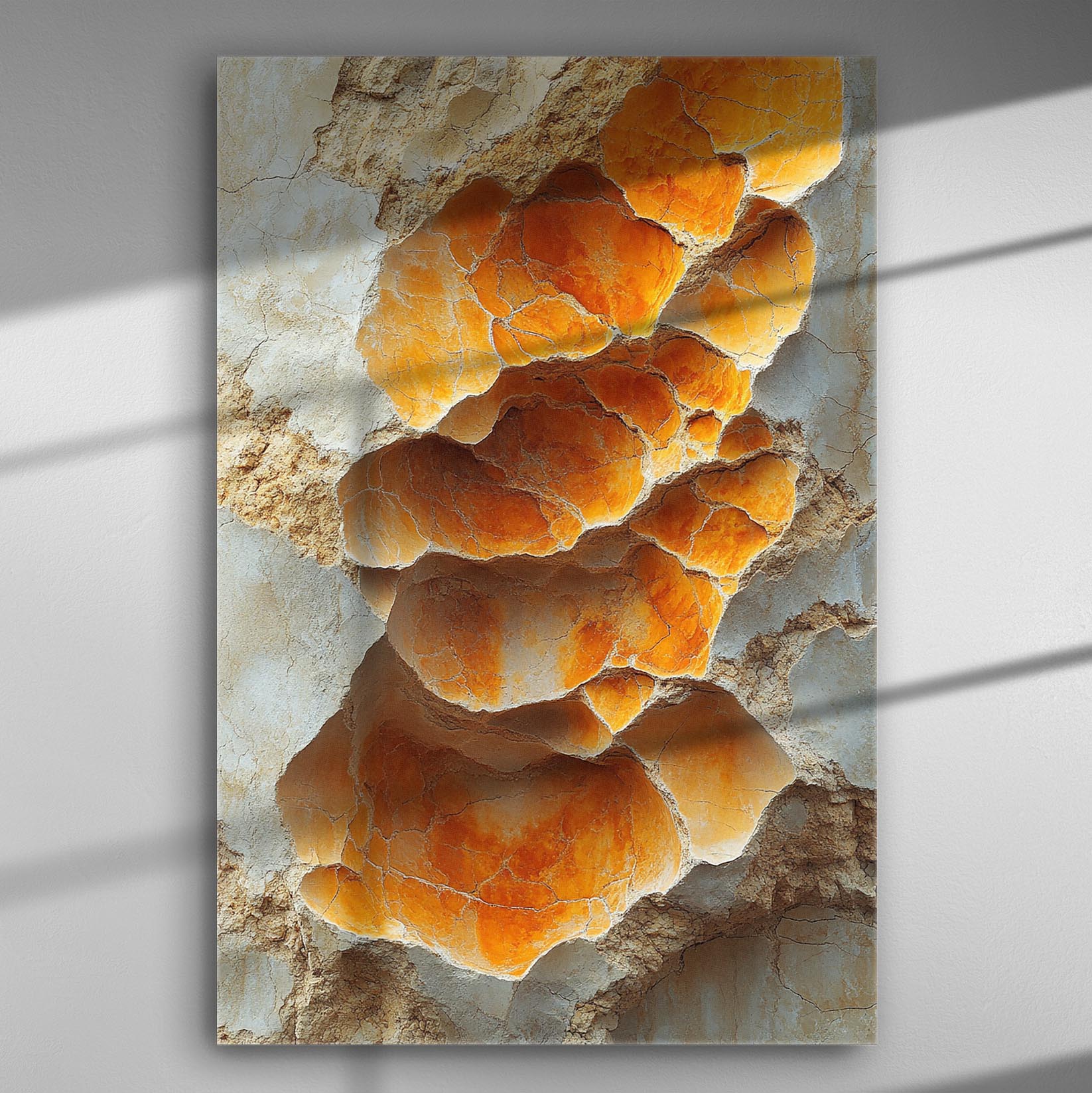 Abstract orange and beige rock formation canvas print.