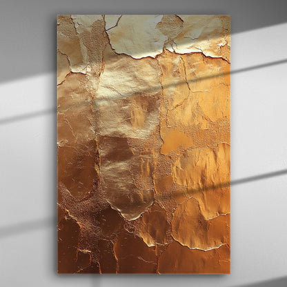 Gold crackle texture abstract art canvas print with shades of gold and metallic texture, suitable for modern decor.