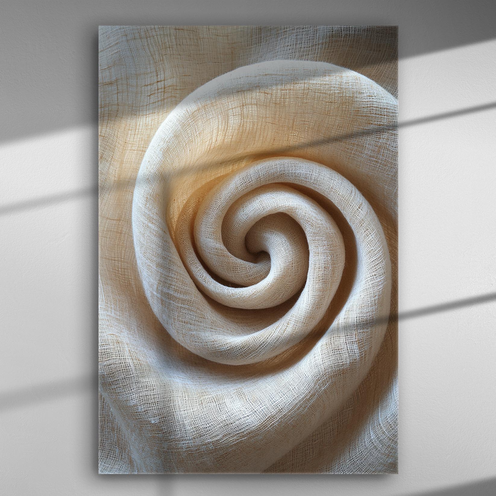 Swirl of fabric texture in neutral tones canvas print
