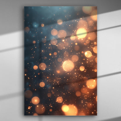 Abstract image of glowing bokeh lights on a dark background.