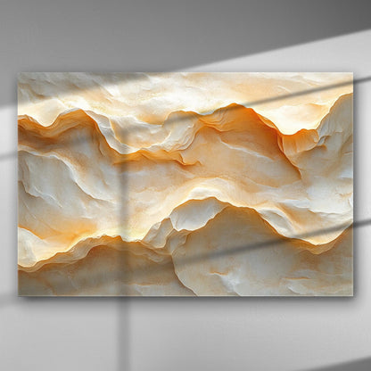 Soft golden and cream abstract canvas with layered textures and shadows.