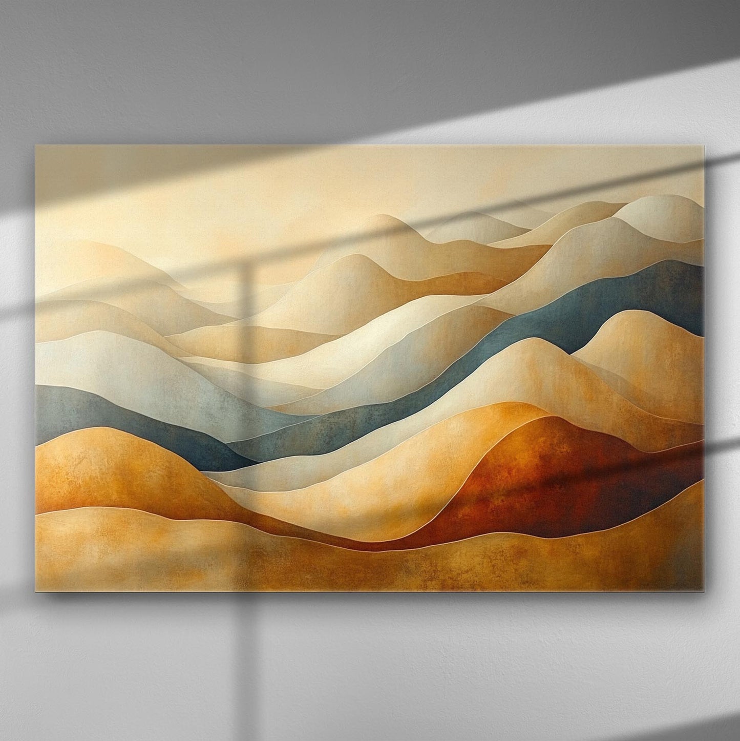 Canvas print featuring abstract rolling hills in earthy tones.