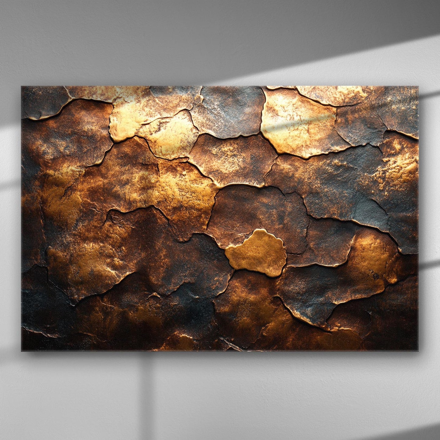 Golden and copper textured abstract canvas print