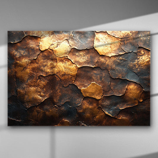 Golden and copper textured abstract canvas print