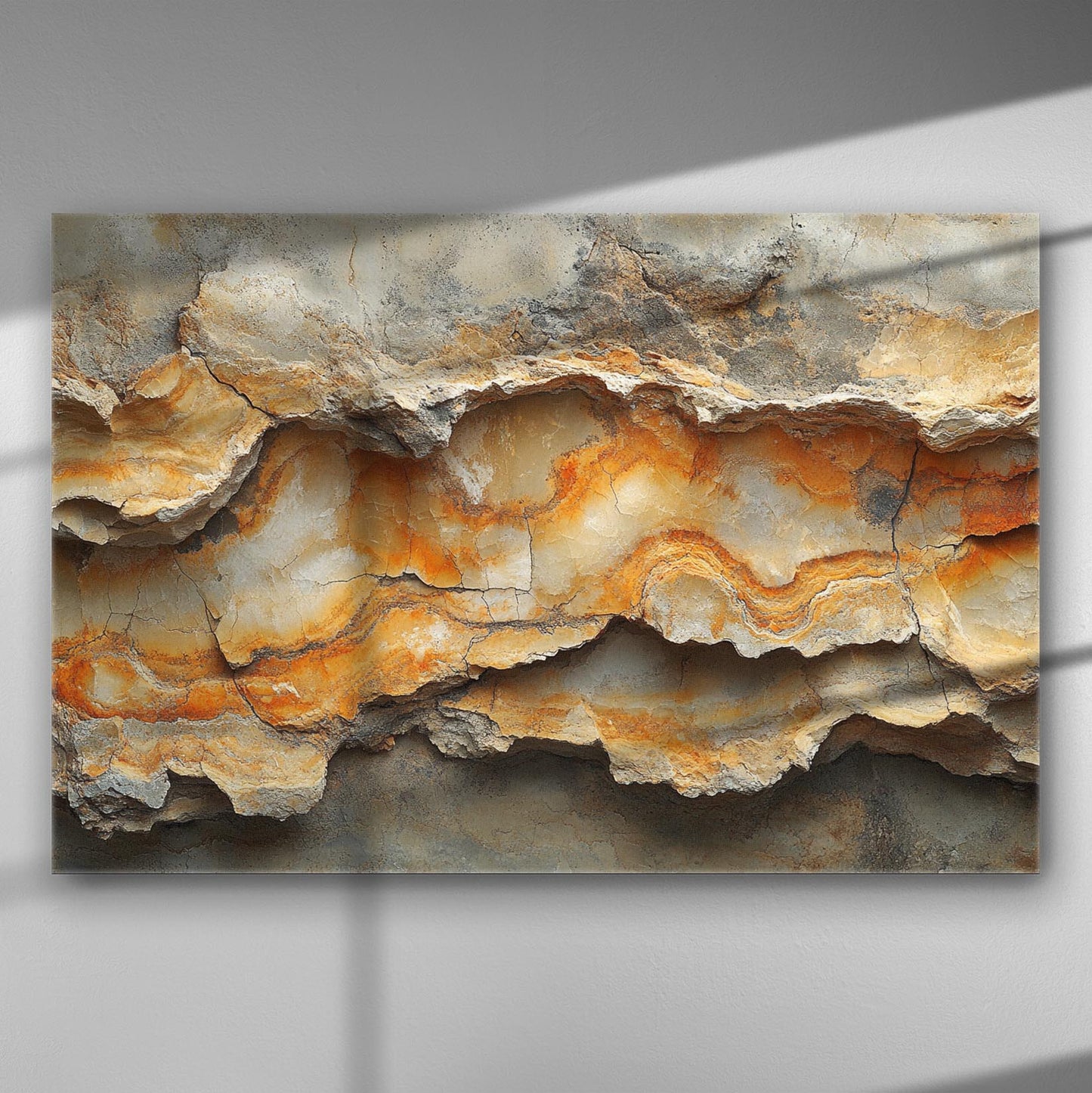 Abstract natural texture with warm tones and layers of rock formations.