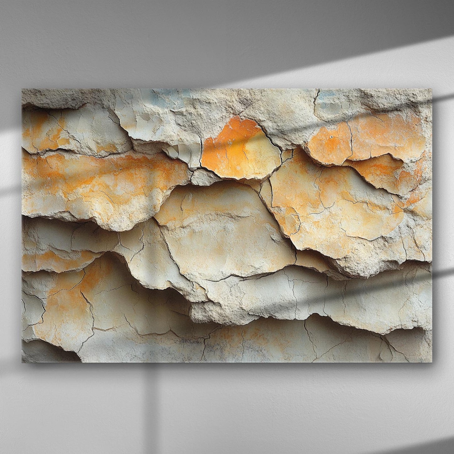 Abstract relief texture with earthy tones on canvas.