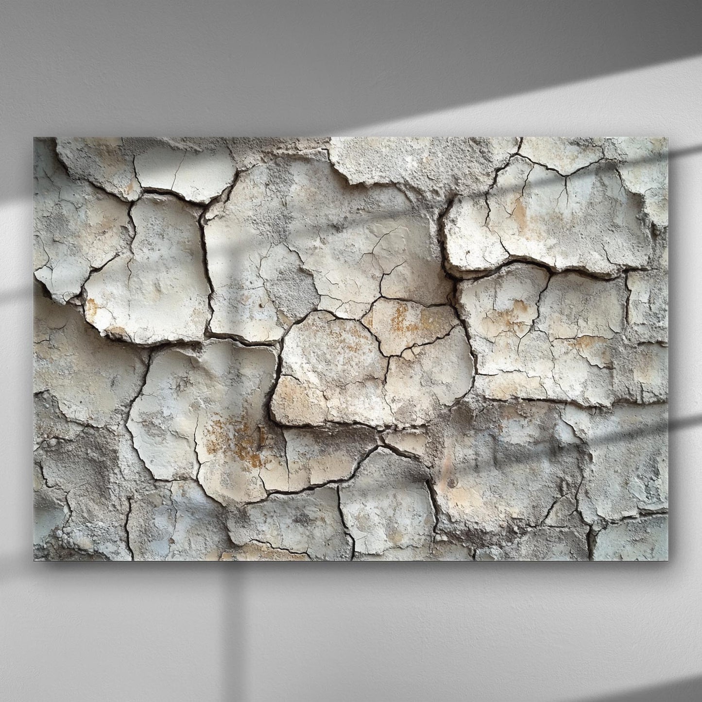 Cracked wall texture canvas art, industrial and rustic design.