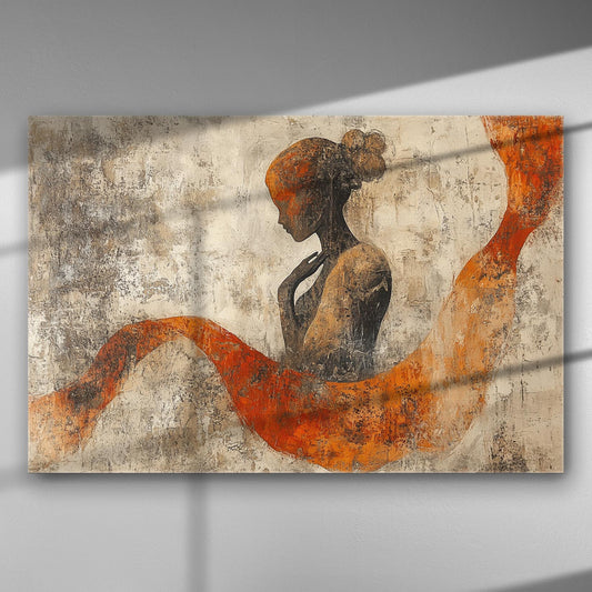 Silhouette with Orange Wave Canvas